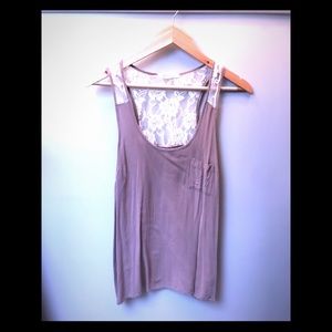 Forever 21 women’s rose pink lace back tank sz S